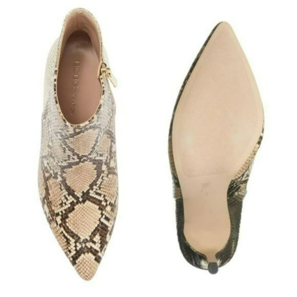 NWT BCBG Generation Haffi Snakeskin Embossed Gold Ankle Heel Bootie - Picture 4 of 6